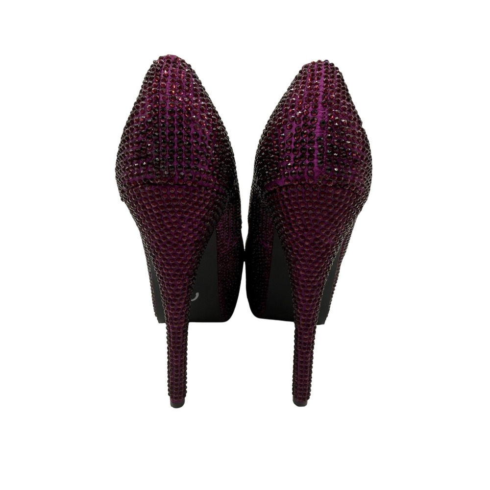 Bordello Teeze-06R Purple Rhinestone Platform Pumps Stiletto Heels Womens 7 - Picture 3 of 8
